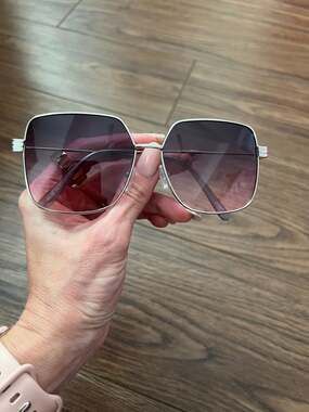 Free People Square Sunglasses Silver Pink Gradient